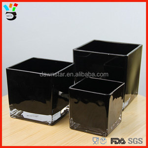 Prezzo all'ingrosso Profumato <span class=keywords><strong>Di</strong></span> Soia Candela <span class=keywords><strong>di</strong></span> Vetro, Riciclata Quadrato Nero Candela vaso - Product Image 5