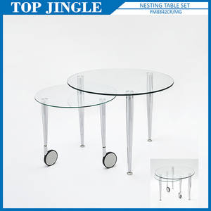 Mesa de centro moderna redonda de cristal negro y oro rosa - Product Image 5