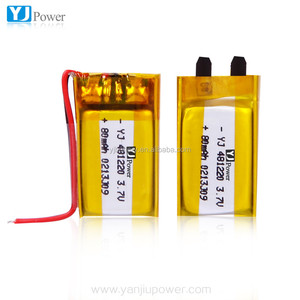 El Mejor Precio de china 4,8mm x 12mm x 20mm 3,7 V 80 mAh batería de polímero de litio con lipo celda única - Product Image 3