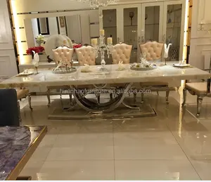 Antigua venta caliente Onyx mármol mesa de comedor y sillas DH-1401