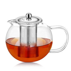 Théière en verre borosilicate écologique de 800 ml avec infuseur, logo personnalisé fait main, en acier inoxydable, pour <span class=keywords><strong>café</strong></span> et infusions festives - Product Image 1