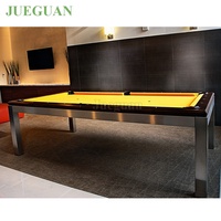 Table de billard de luxe moderne de 7 pieds en acier inoxydable 304 et bois de frêne avec poches en cuir et dalles haute densité