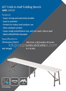 Ktk nuovo Design bianco moderno 6 piedi <span class=keywords><strong>panca</strong></span> pieghevole in plastica da campeggio all'aperto - Product Image 5
