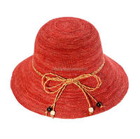 Haut de gamme dames plage chapeau de soleil Super fin Crochet raphia chapeau de paille été soyeux imprimé motif de dessin animé pour les scènes de cyclisme décontractées