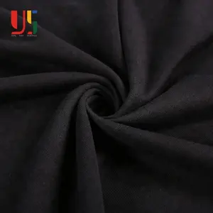 Noir trame tricoté non stretch français terry coton plaine tissu teint pour la chemise de sport