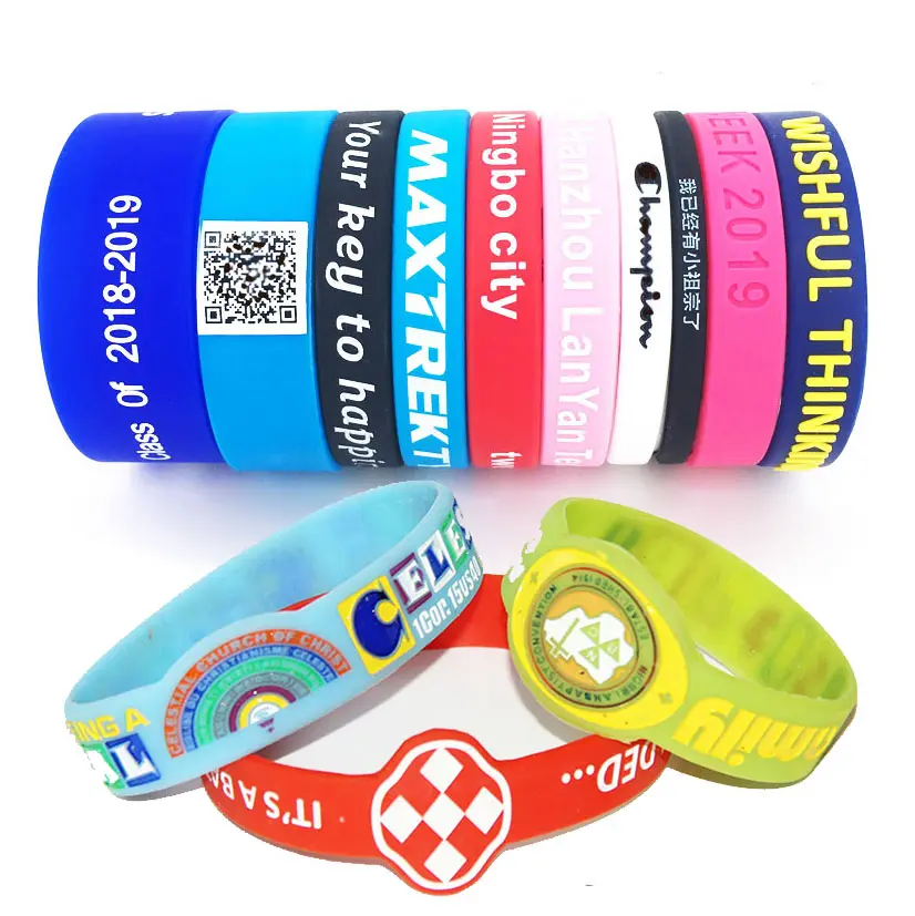 Pulseira de silicone braccialetto sem mínimo, amostras personalizadas, nome personalizado, 2023