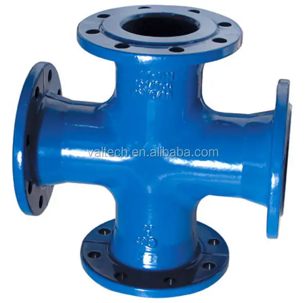 BS EN545 potable Water BS EN598 sewage wastewater piping fittings Ductile Cast Iron All flange tee equal cross
