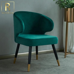 Luce moderno mobili di lusso nero laccato gambe in legno massello con dorato ottone velluto sedia da pranzo - Product Image 6