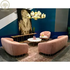 Wholesales Factory Direct Sale Modern Design Furniture Pink Velvet Corner Sofa Set Fabric Sofa Living Rooms Furniture