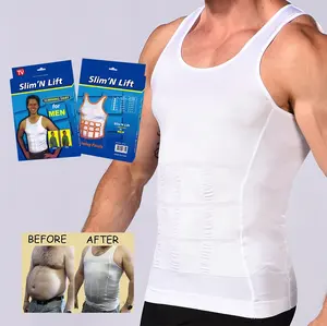 Polyamide elastane slim lift mens slimming undershirt body shaper vest man shapers