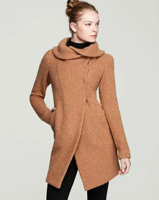 Abrigo de alpaca de Tweed para mujer, invierno, HSC103