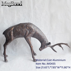 방수 및 내후성 실물 크기 주조 알루미늄 사슴 조각상, 정원 장식용 내구성 있는 전투 사슴 장식품 - Product Image 3