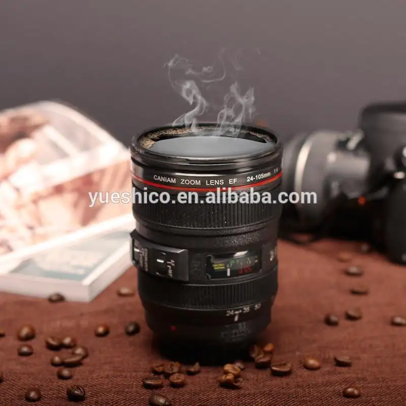 2021 새로운 커피 렌즈 에뮬레이션 뚜껑없이 검은 플라스틱 컵 로고 480 ML 보온병