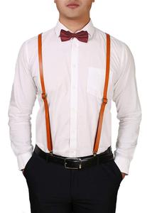 Venta al por mayor, elástico Y-Top genuino grano Delgado <span class=keywords><strong>tirantes</strong></span> de cuero marrón para hombres - Product Image 4