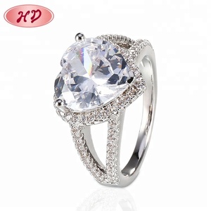 Anillo de compromiso de diamante de ajuste de diente radiante de joyería de oro blanco de moda - Product Image 2