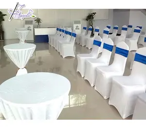 wholesale white weddings slipcovers with spandex bands from China chair cover factory directly