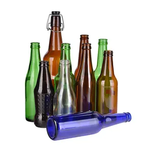 Оптовая продажа, стеклянная бутылочка для пива crown top, 11 унций, 330 мл, зеленая, синяя