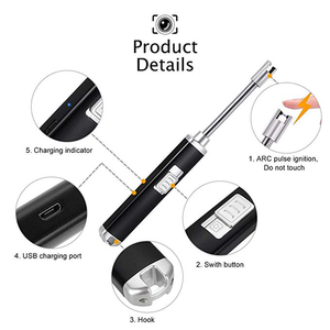 Briquet de cuisine électronique rechargeable pour barbecue Best-seller Nouveau briquet à bougie USB compatible USB Briquet à cigarettes en métal personnalisé - Product Image 3