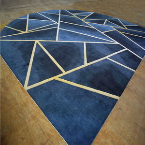 Navy Blu Geometrica Tappeto Con Glod Linea A Mano Trapuntata Tappeto <span class=keywords><strong>Tappeti</strong></span> e <span class=keywords><strong>Tappeti</strong></span> di Lusso Soggiorno - Product Image 2