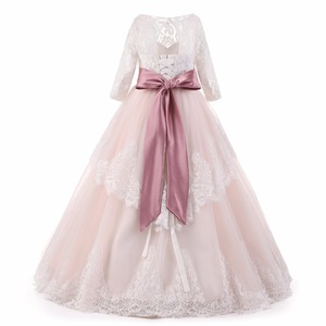 Boutique Wholesale Girls Ball Gown Princess <strong>Dress</strong> <strong>Wedding</strong> Party Girl Frocks <strong>Long</strong> <strong>Sleeve</strong> Lace Tulle Bridesmaid <strong>Dresses</strong> Kids Gown