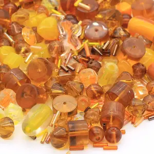 Mixed pressed amber glass beads and seed beads for diy