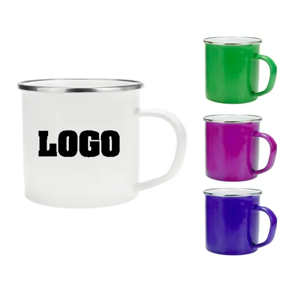 Feu de Camping en métal blanc personnalisé Vaso Caneca Jarros Tazas Para Sublimation café émail émaillé tasse de Camp tasses