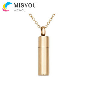 Collana con Ciondolo Urna Cilindrica <span class=keywords><strong>per</strong></span> Ceneri Commemorative, Regalo <span class=keywords><strong>per</strong></span> <span class=keywords><strong>Papà</strong></span> e Uomini - Product Image 1