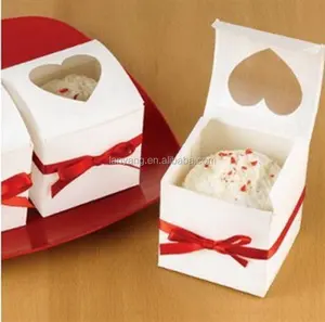 Singling-cajas de papel blanco para cupcakes, 6x6x6cm, embalaje para regalos de fiesta de boda