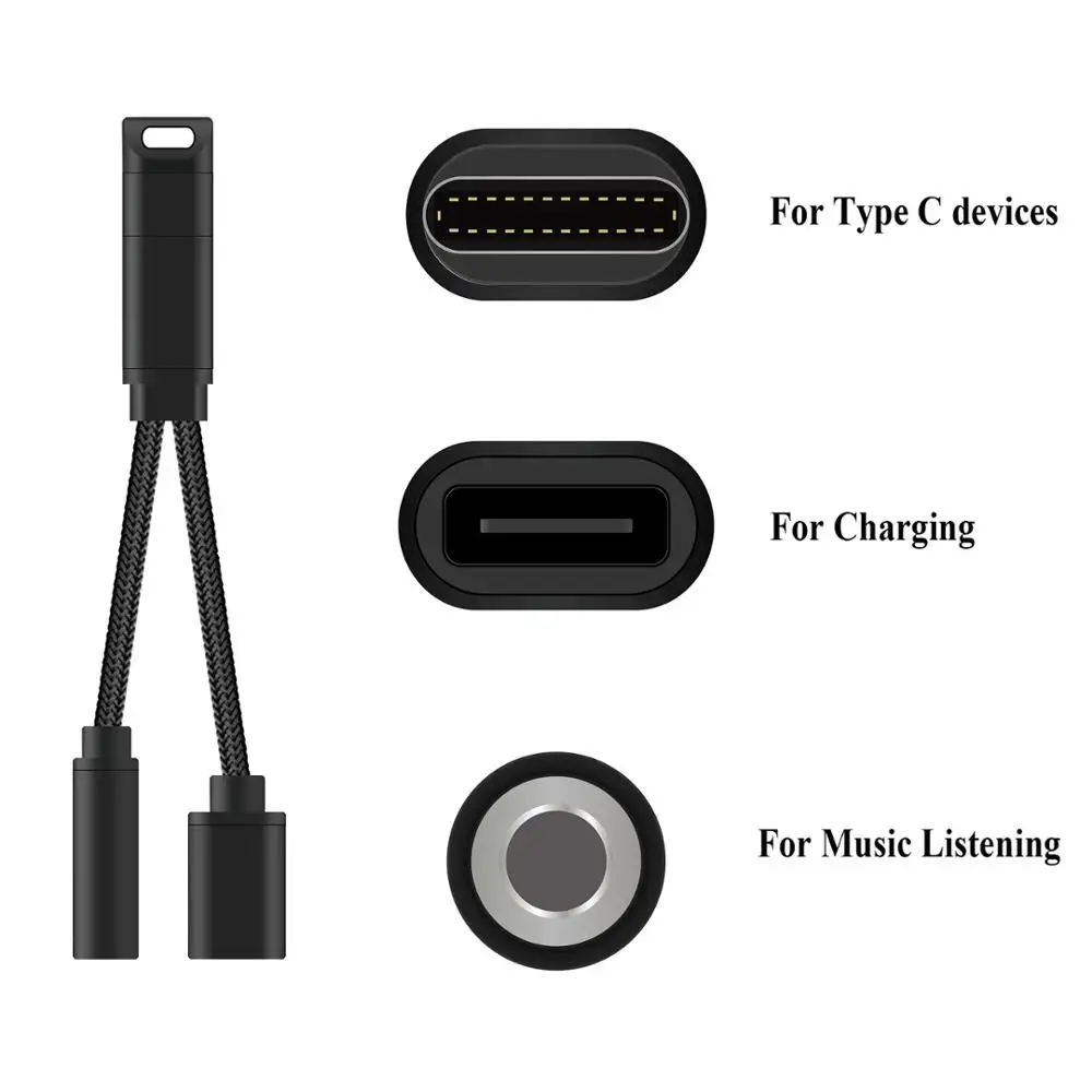 2 in 1 Type C to 3.5mm Headphone Jack Adapter Connector Convertor Cable with Charging For LeTV Motorola Moto Z Tablets