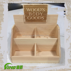 Custom Logo <b>Wooden</b> Display <b>Rack</b> - 4 - Section Storage for Merchandise - Product Image 1