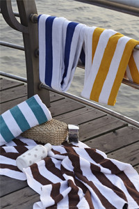 En gros <span class=keywords><strong>Coton</strong></span> Jaune et Blanc Cabana Stripe Serviettes De Plage - Product Image 2