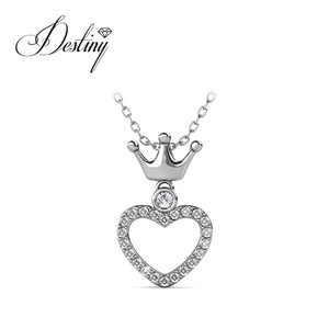 <span class=keywords><strong>Collana</strong></span> con Pendente a Corona e <span class=keywords><strong>Cuore</strong></span>, Decorata con Cristalli Swarovski, Gioielli Daisini in Argento Sterling 925, Bigiotteria alla Moda - Product Image 3
