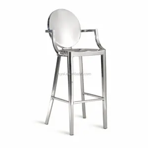 Commercial Outdoor Furniture Polishing Dining Room Restaurant Bar Chair Unique Design Stainless Steel Metal Modern Garden Chair