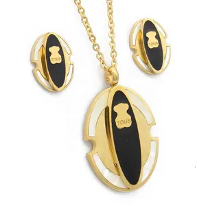 Personalized Modern Bear Design Latest Women Gold Pendant Necklace And Earring Set