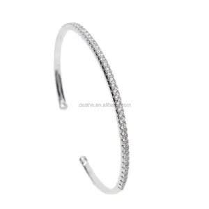 fashion 2021 newest bangle with cz paved open bracelet with silver plated women wrist adjustable cuff