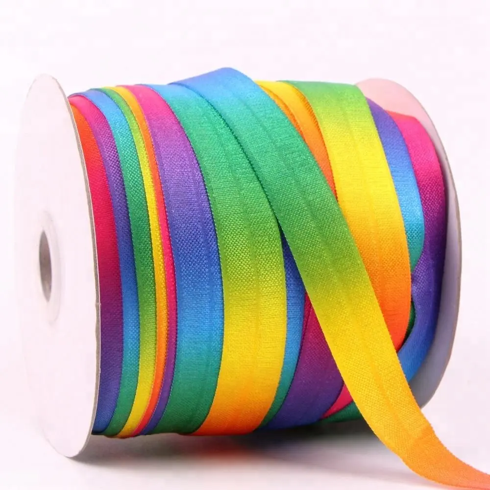 Wholesale rainbow printed elastic ribbon
