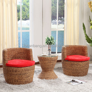 2016 nuevo diseño moderno rattan jacinto de agua tienda de café de madera mesas y sillas colocadas - Product Image 5