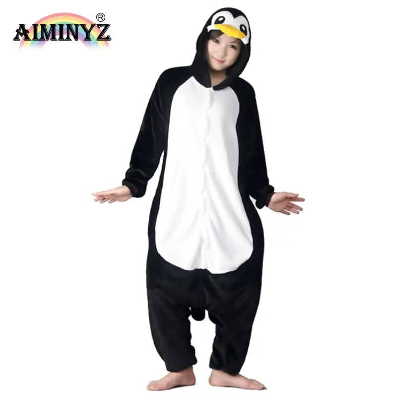 AIMINYZ toptan unisex yetişkin hoodies pijama seti pazen onesie pijama penguen cosplay pijama sonbahar ve kış için