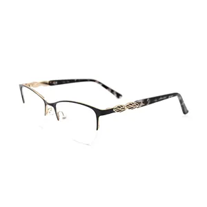 卸売デザイナー女性クリアハーフリムレスフレーム光学眼鏡メガネ