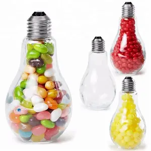 Recipiente De Enchimento De doces Frascos Em Forma De Lâmpada de Luz de Plástico com boca larga 16 oz 500cc