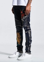OEM Skinny Destroy Crazy Jeans pour Hommes Biker Jeans Motifs de Broderie Florale Brodés Hommes Jeans Styles 126