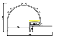 Profilé d'extrusion en aluminium LED encastré AL-C03 avec 2835SMD 120leds/m dans un plafond en plâtre