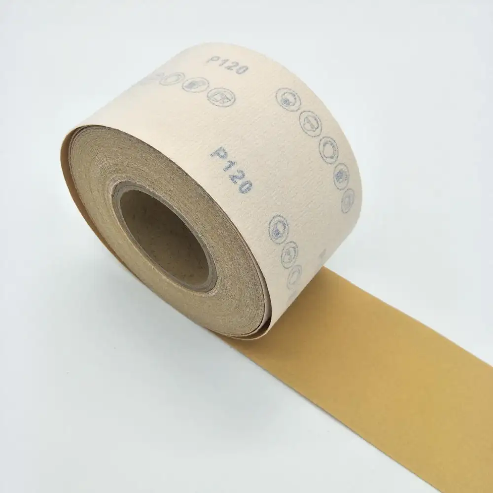 Rolo de lixa PSA adesivo dourado para automotivo, disco de lixa adesivo de alumínio dourado
