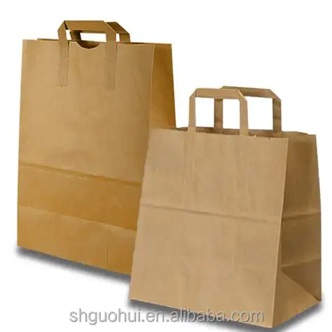재활용 브라운 크래프트 종이 가방, 종이 선물 가방, 편평한 바닥 종이 크래프트 가방