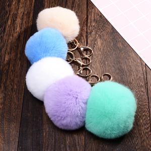 Yongze felpa Faux conejo piel POM bola adorna <span class=keywords><strong>el</strong></span> monedero elegante llavero accesorio de moda con llavero - Product Image 5