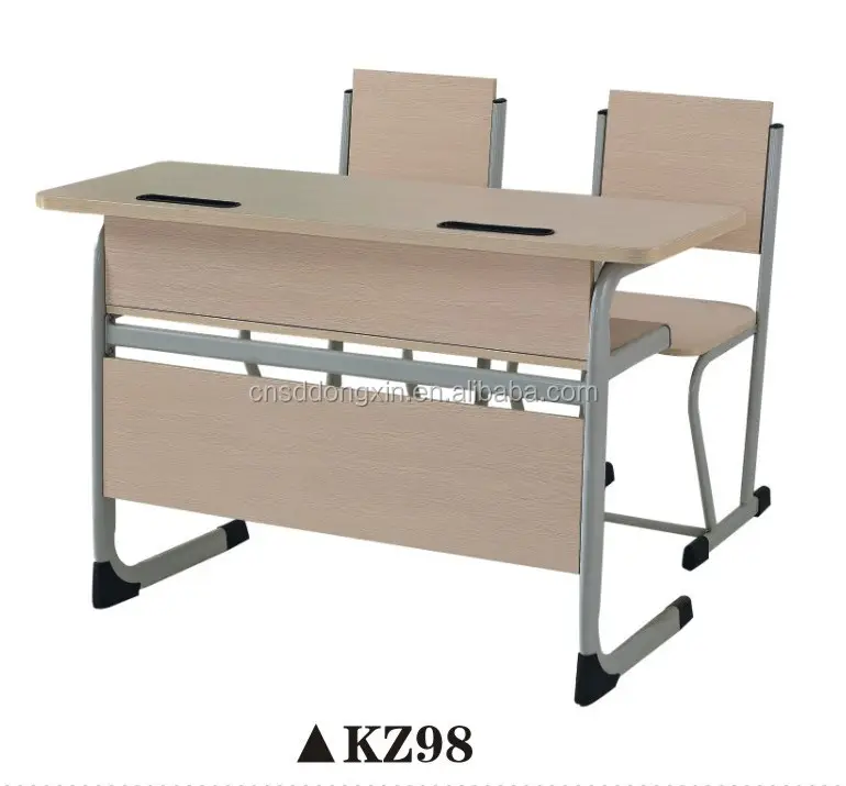 Popular design plastic double seater school student chair and desk