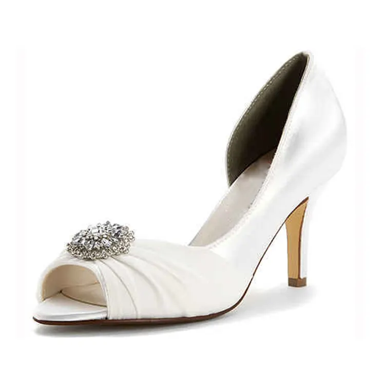 Zapatos de tacón con punta abierta para mujer, tacones sexys de boda, color blanco, plateados, a la moda, para verano