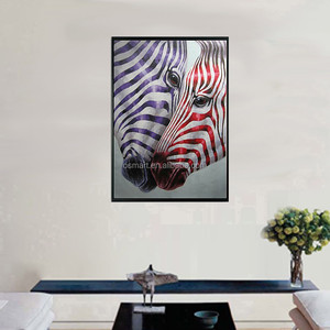 Ucuz fiyat müze kalite el yapımı renkli <span class=keywords><strong>Zebra</strong></span> yağlıboya tuval üzerine iki Zebras birlikte yaslanmış hayvan duvar resmi - Product Image 5