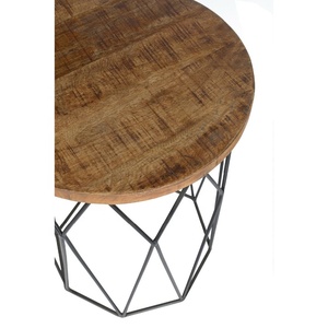 Plateau en bois style Antique, géométrique, base métallique, <span class=keywords><strong>table</strong></span> basse ronde - Product Image 4