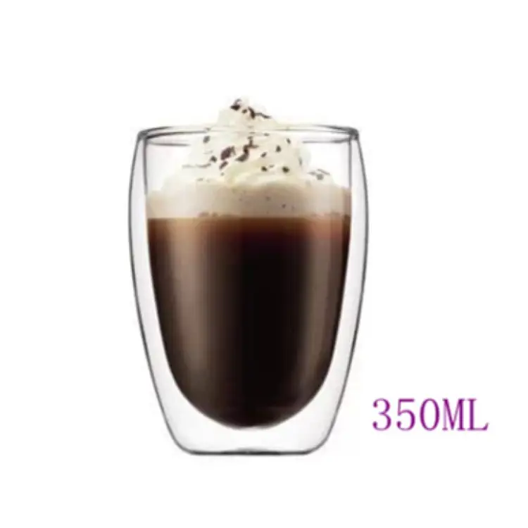ガラスカップ350ml高ホウケイ酸二重壁エレガントコーヒーカップ卸売